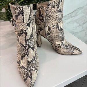 Sam Edelman Black and Cream Snakeskin Ankle Booties